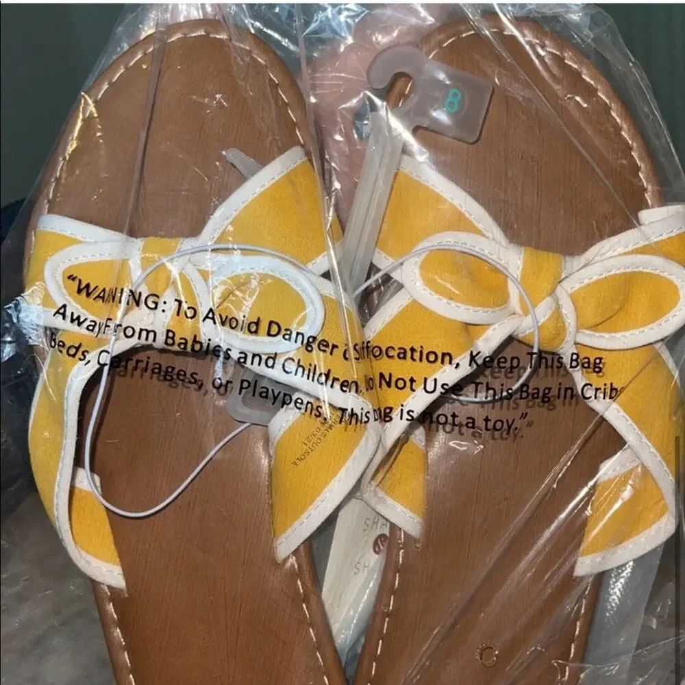 Yellow Sandals size 8 Shade & Shore Lorelei Crossband Bow Summer NWT preppy